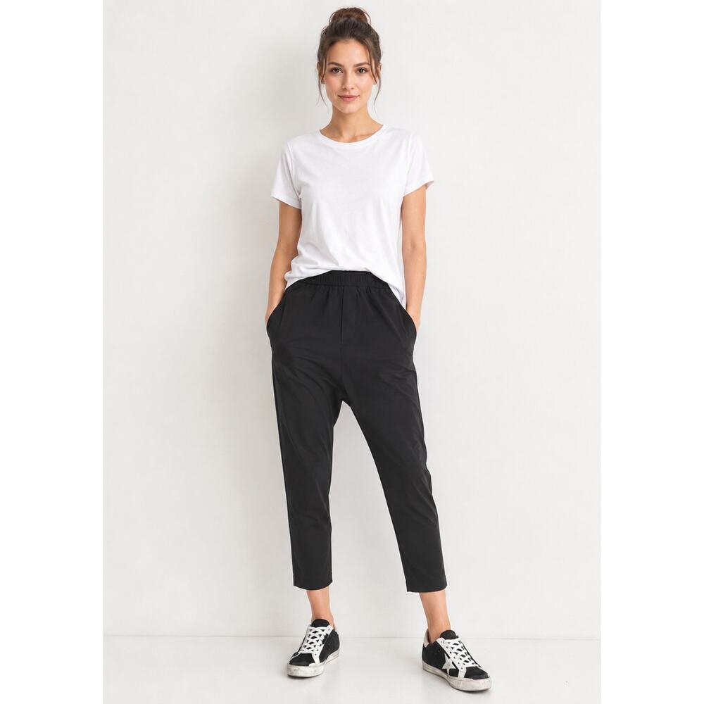 Nili Lotan 2 Wool Elastic Waist Paris Pants $495 Drawstring Slouchy Jet Black - Picture 2 of 10